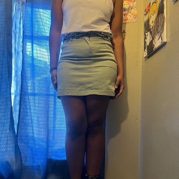 blue pepper cute green khaki skirt - Picture 1 of 5